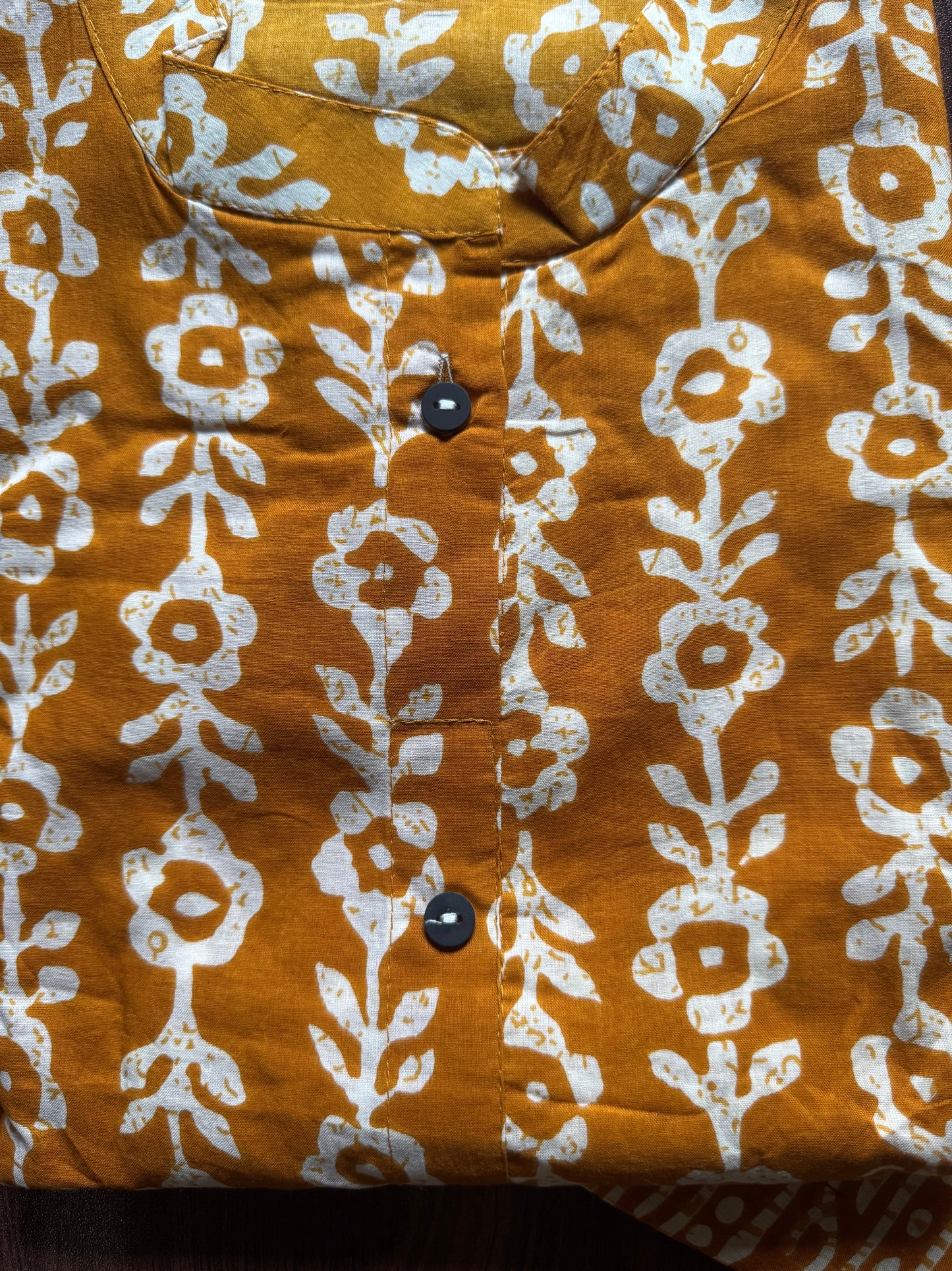 Knee Length - Yellow Cream Flower - Cord Sets - Pure Cotton