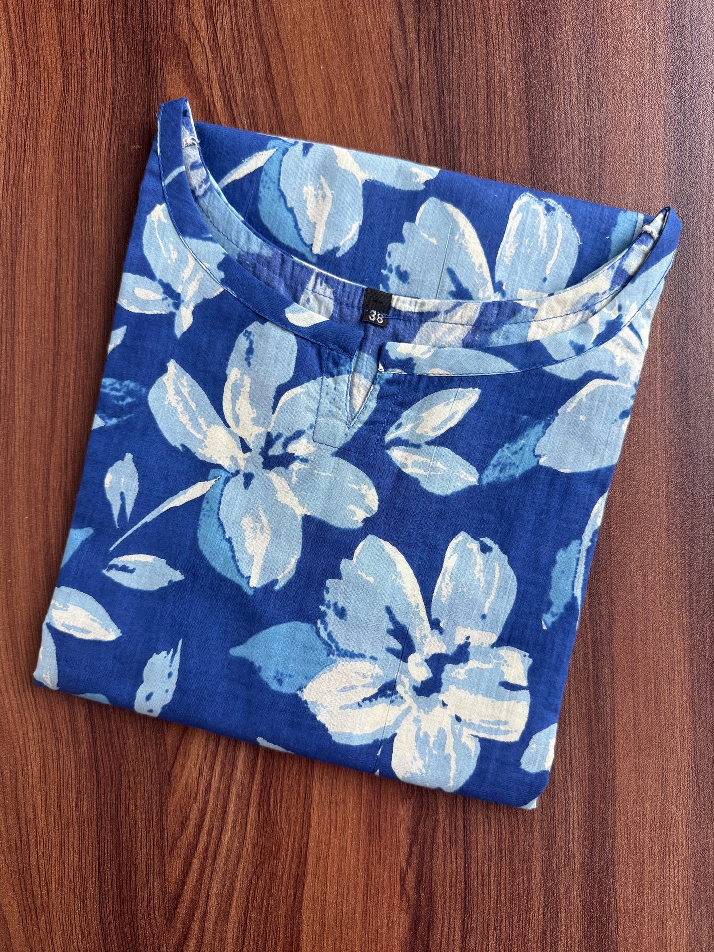 Jasmine White Flower - Blue - Cord Set - Pure Cotton