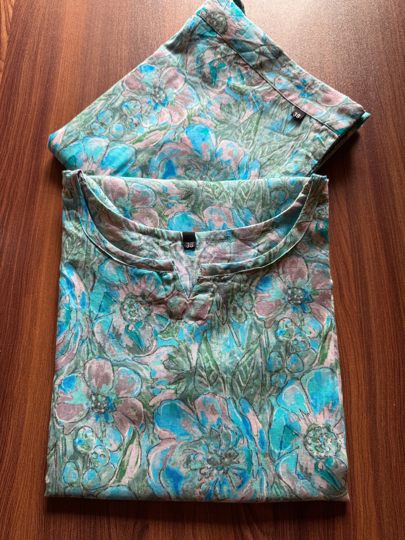 Jasmine Sky Blue White Flower - Cord Set - Pure Cotton