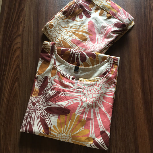 Pink Wine - Sunflower - Cord Set - Pure Cotton