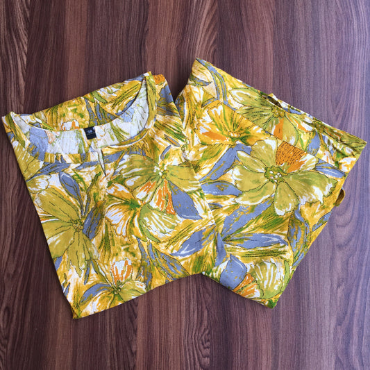 Floral Lemon Green - Cord Set - Soft Rayon