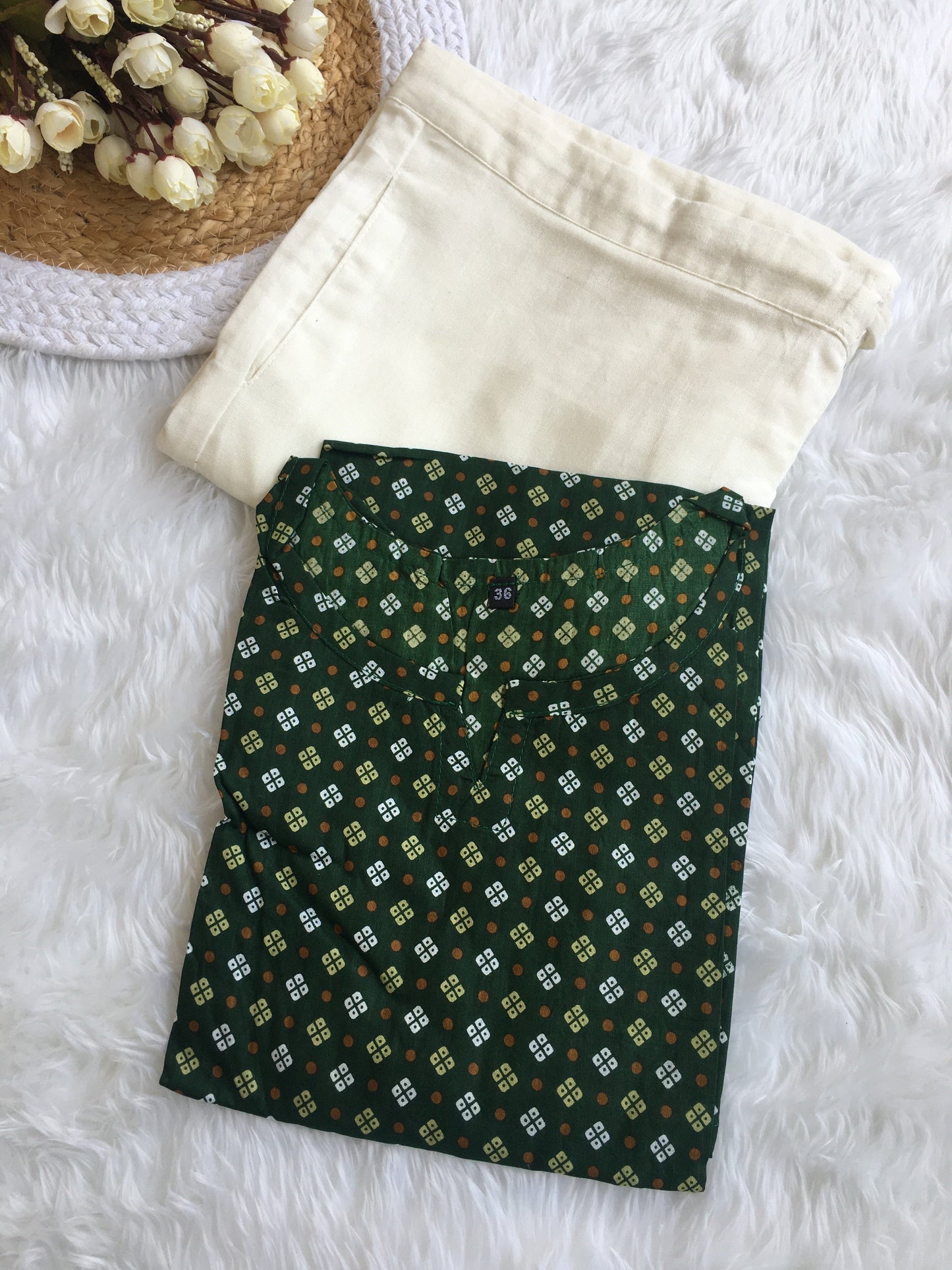 Green Dots Bandhani - Cord Set - Pure Cotton