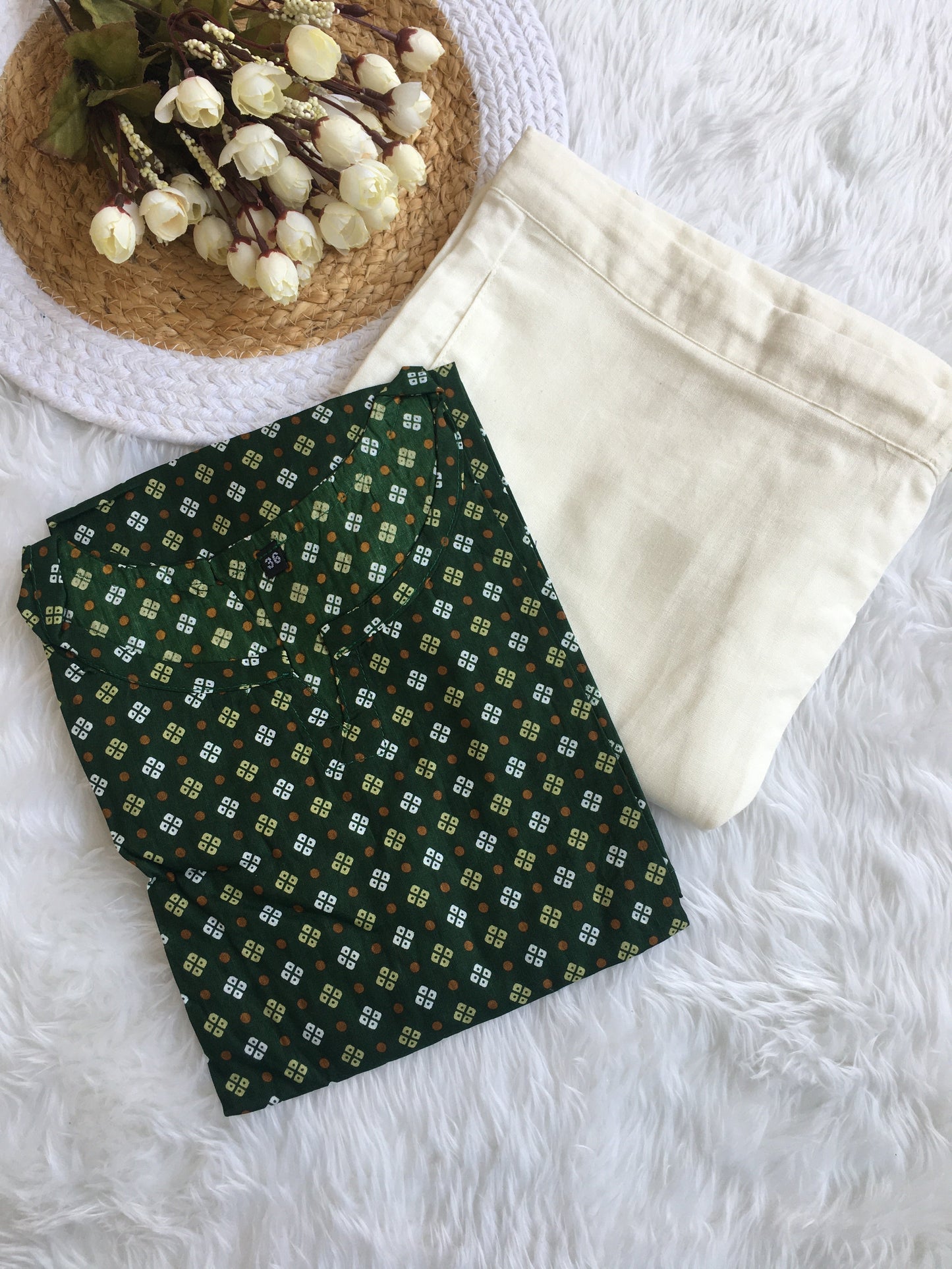 Green Dots Bandhani - Cord Set - Pure Cotton