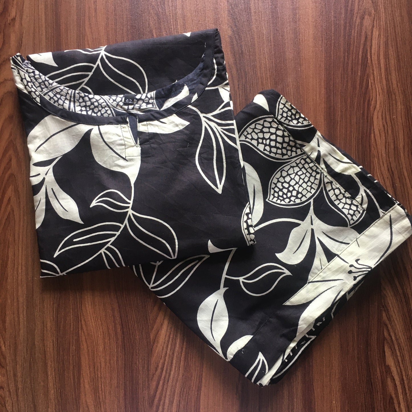 Lily Flower - Black - Cord Set - Pure Cotton