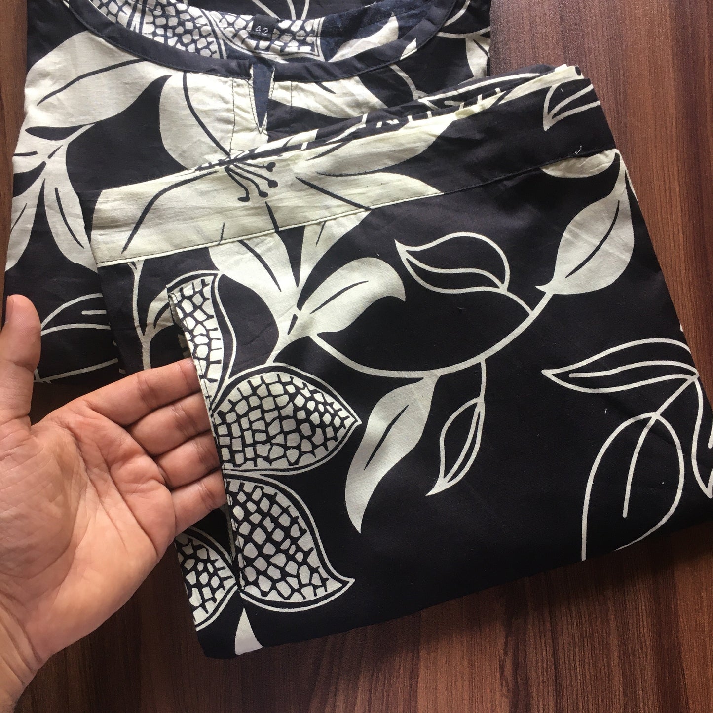 Lily Flower - Black - Cord Set - Pure Cotton