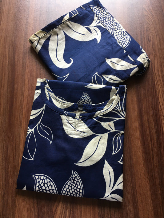 Lily Flower - Blue - Cord Set - Pure Cotton