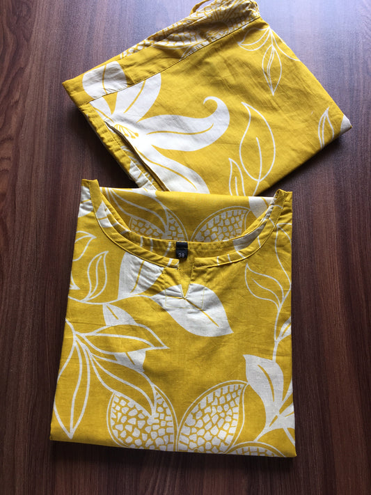 Lily Flower - Yellow - Cord Set - Pure Cotton