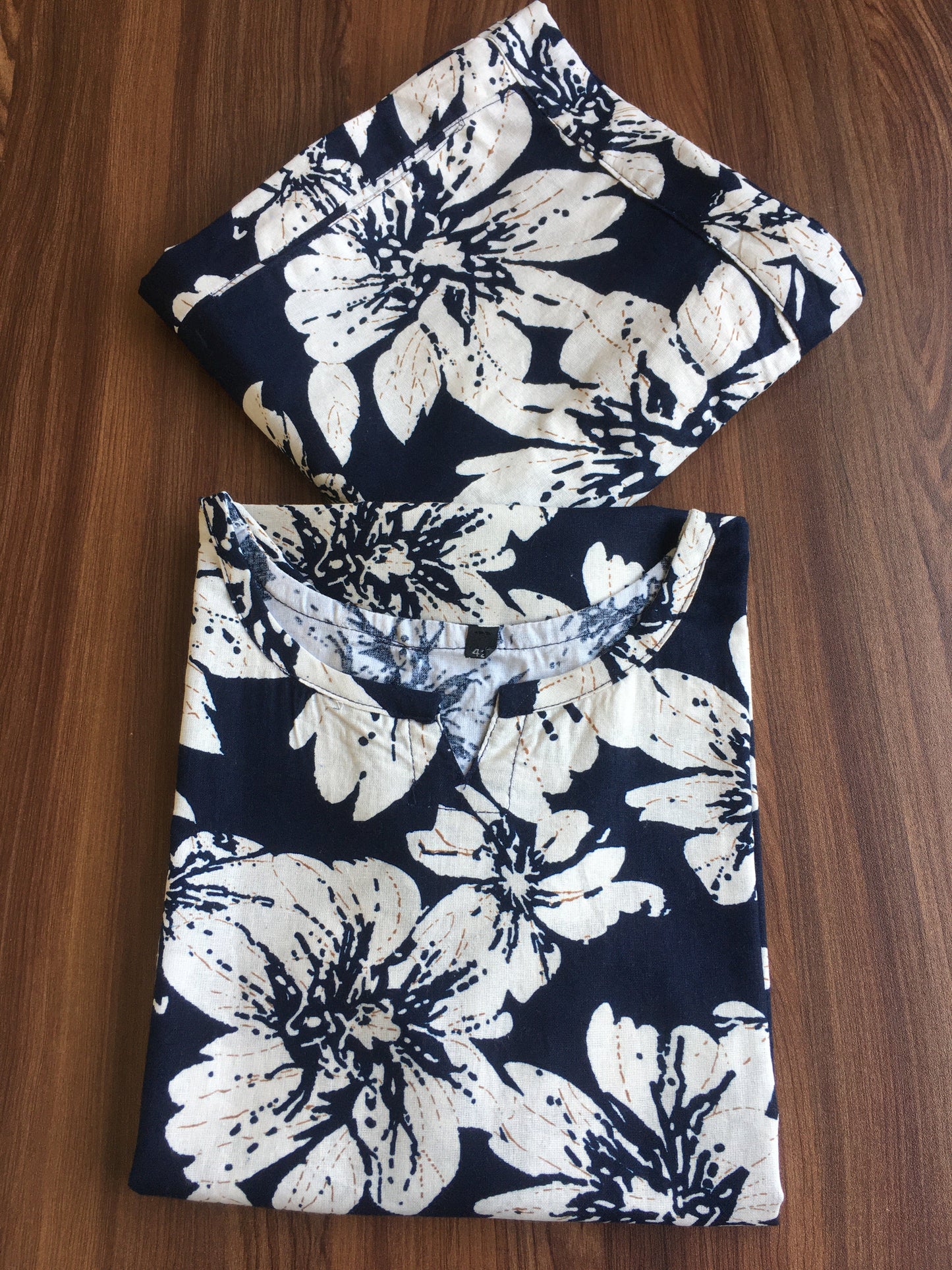 HIbiscus - Navy Blue- Cord Set - Pure Cotton