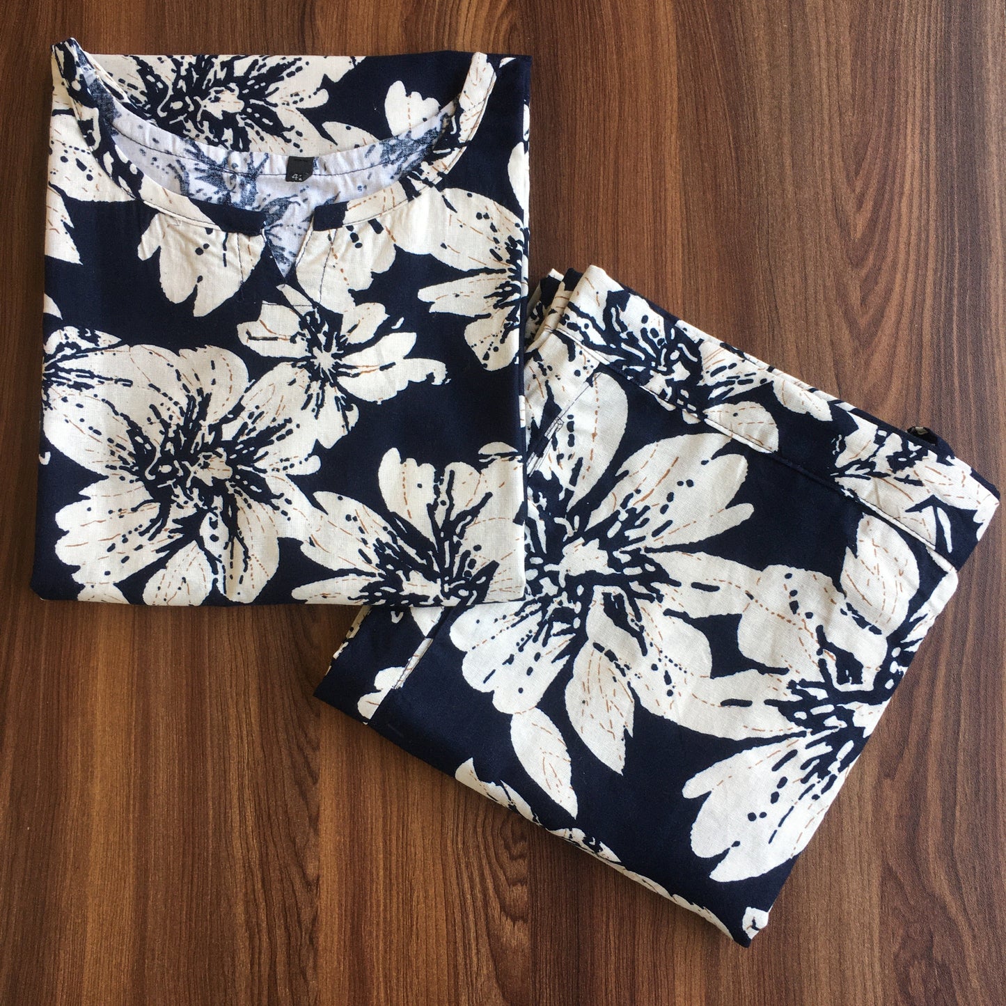 HIbiscus - Navy Blue- Cord Set - Pure Cotton