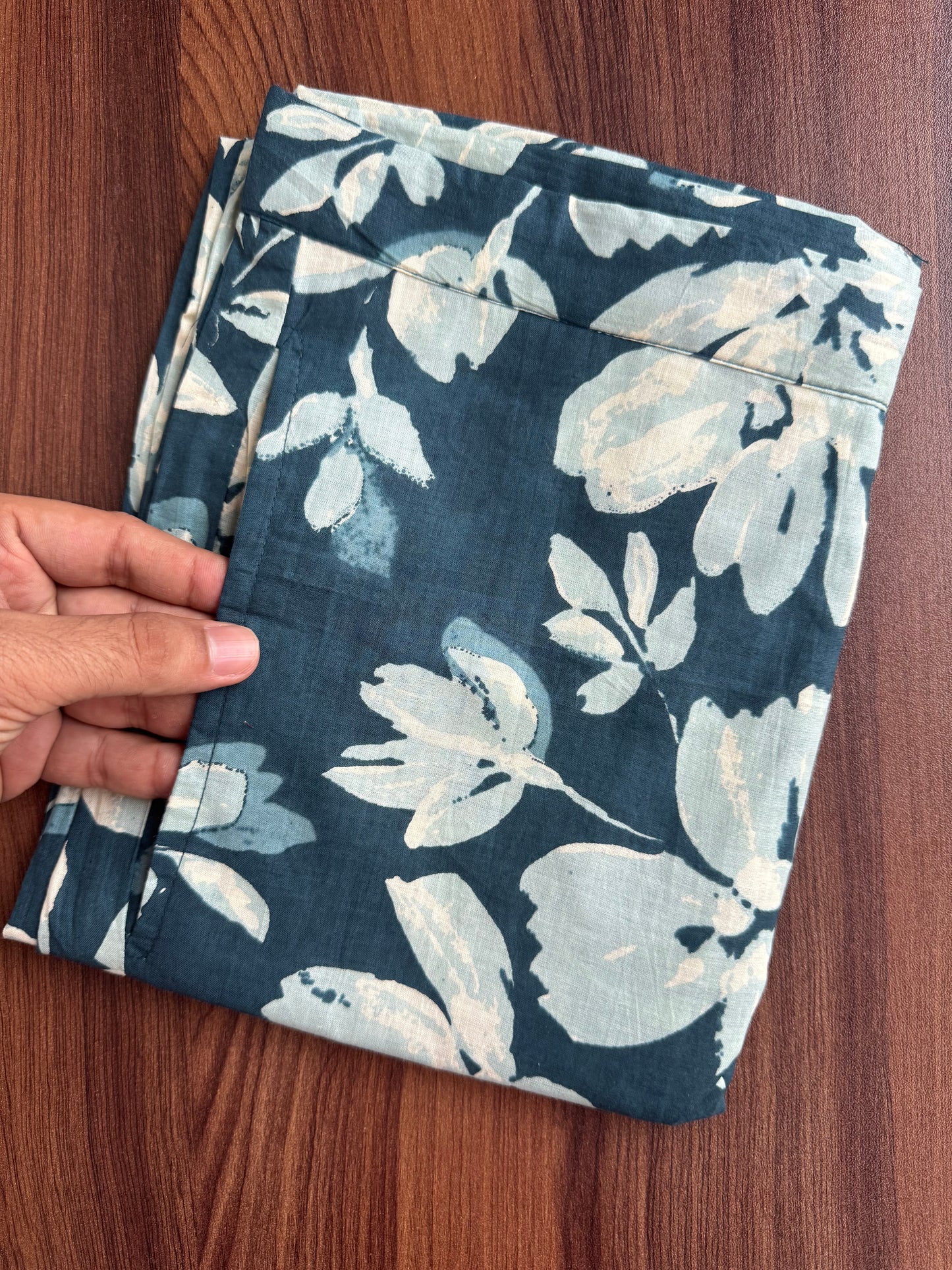 Jasmine White Flower - Peacock Blue - Cord Set - Pure Cotton