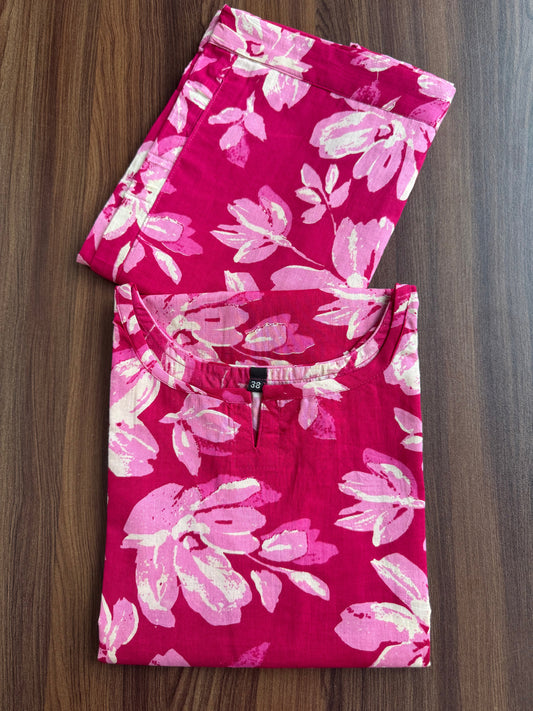 Jasmine White Flower - Pink - Cord Set - Pure Cotton