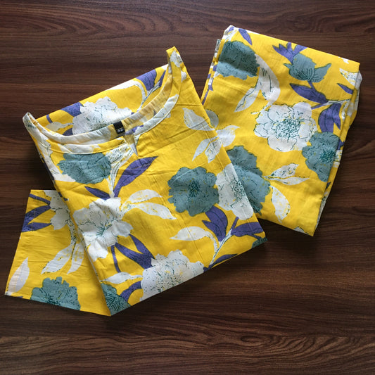 Mix Flower - Yellow - Cord Set - Pure Cotton