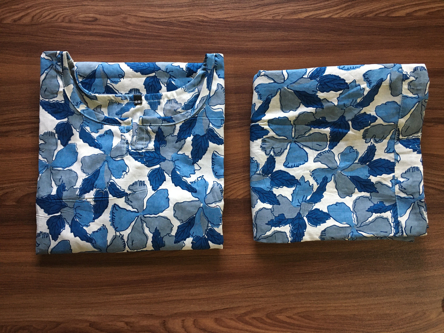 Flower & Leafs - Blue / Sky Blue - Cord Set - Pure Cotton