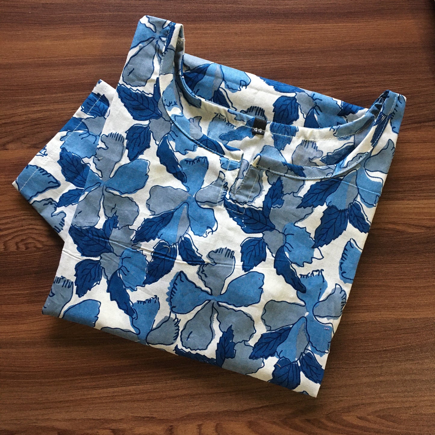 Flower & Leafs - Blue / Sky Blue - Cord Set - Pure Cotton