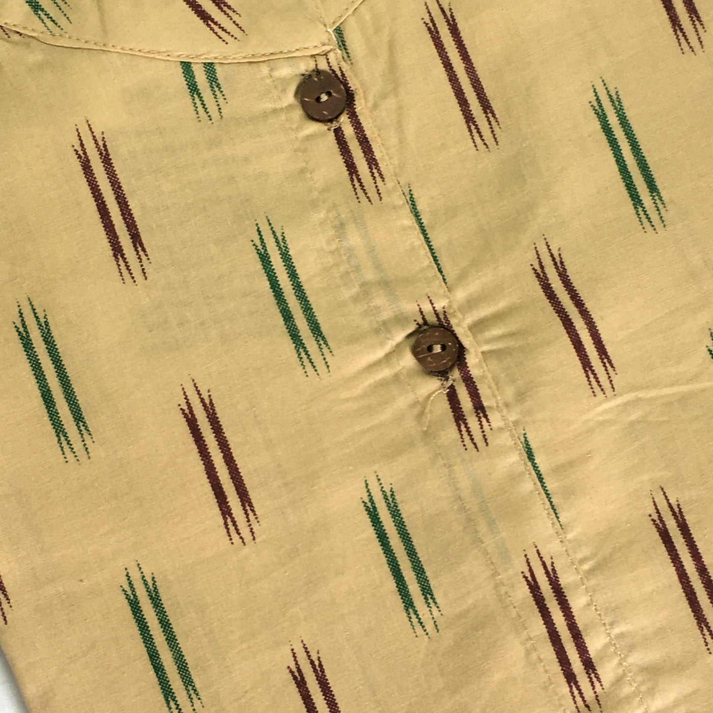 Beige Cotton Ikat Straight Kurta with White Pant