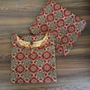 Ajrakh Maroon Grey Flower - Cord Set - Pure Cotton
