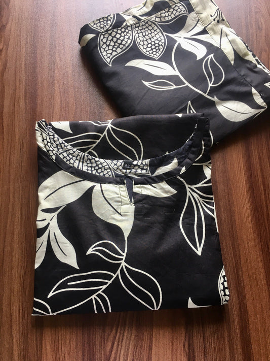 Lily Flower - Black - Cord Set - Pure Cotton